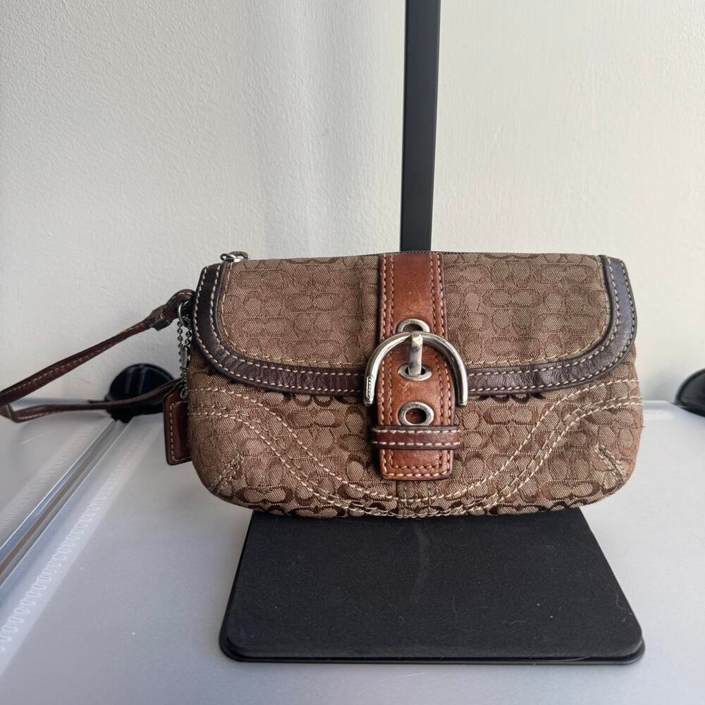 Coach Y2K Brown Signature Mini Wristlet - Picture 2 of 7